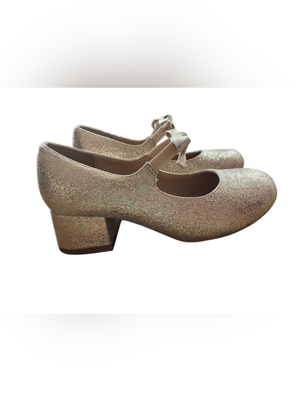 Copper Key Girls' Glitter Mary Jane Block Heels - Gold